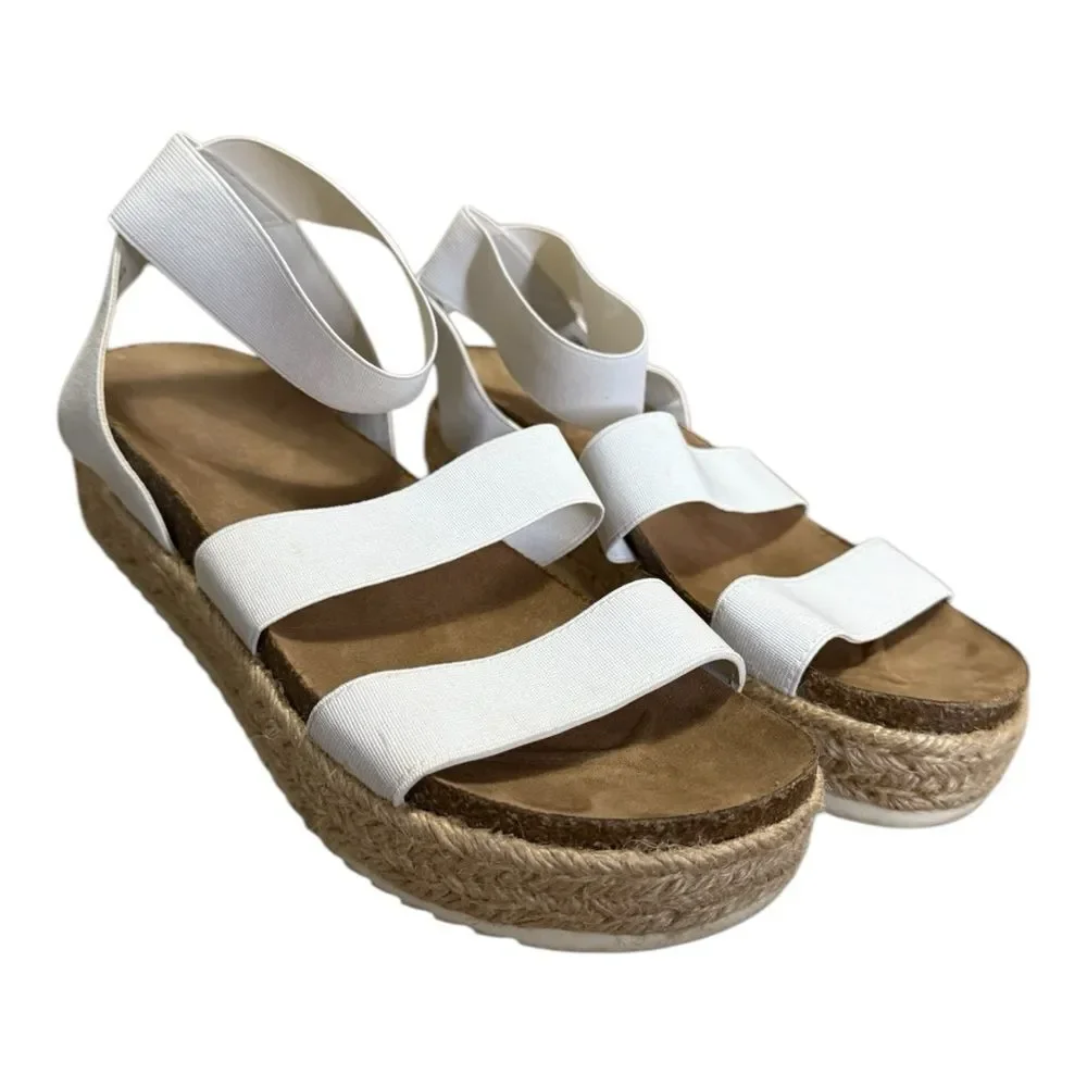 Madden Girl Carly Wedge Sandal White Women's Size 8M